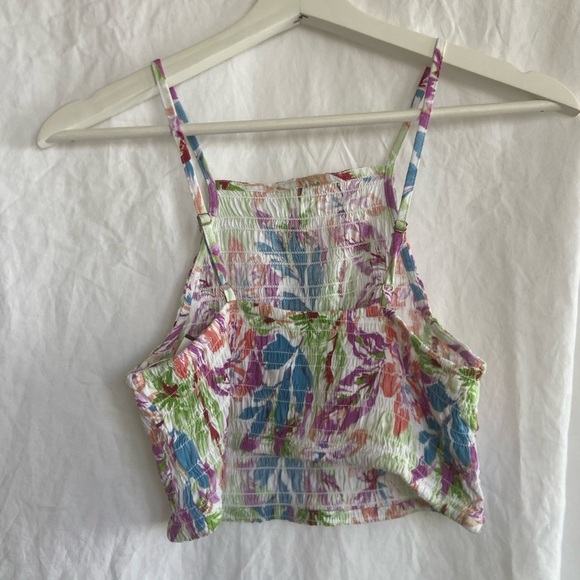 Roxy floral pualani sleeveless crop top smocked size Small - Picture 15 of 15